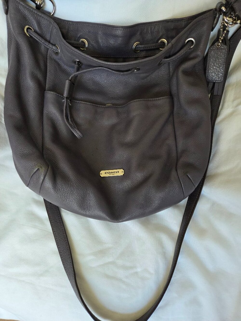 Coach Avery Pebbled Leather Drawstring Bucket Bag